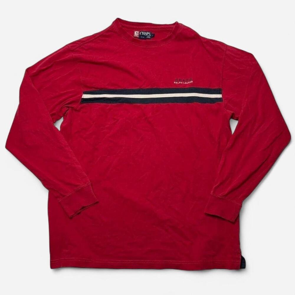 Vintage Chaps Ralph Lauren Red Stripe Long Sleeve Shirt 90s Men’s Large